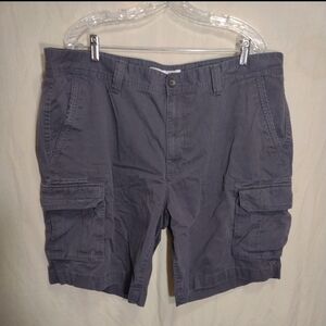 Amazon Essentials Cargo Shorts Mens 42 Gray  In/Outdoor Casual Vibe 100% Cotton